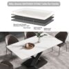 63" Modern Artificial Stone Straight Edge Metal X-Leg Dining Table, 6 People - White / Black - Image 10