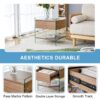 Elegant Bedside Table With Drawers And Transparent Tempered Glass Sides - Wood - Image 9