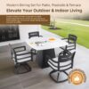 5 Pieces Outdoor Patio Dining Set, Squircle Dining Table, 4 Swivel Rockers With Sunbrella Cushions - Ember Black - Image 4