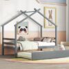 Twin Size House-Shaped Bed With Trundle - Gray - Image 9