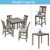 5 Pieces Dining Table Set, Wooden Dining Square Table Set For 4, Counter Height Kitchen Table Set With Square Table And 4 Upholstered Chairs For Small Space - Walnut - Image 6