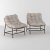 Coastal Scooped Outdoor Patio Chairs With Cushions (Set of 2) - Natural - Image 2