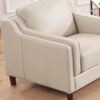 Bella-Top Grain Leather Chair - Beige / White - Image 2