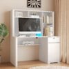 Computer Desk With Hutch & Bookshelf, Wood Executive Desk Teens Student Desk Writing Laptop Home Office Desk With Drawers, 3 Ac Outlets And 2 USB Charging Ports, Study Laptop Table For Home - White - Image 2
