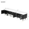 Modern TV Stand With 2 Cabinets & Open Compartments, Entertainment Center For Tvs Up To 80'', Television Console For Living Room - White / Black - Image 9