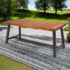 Carlie - Outdoor Sandblast Dining Table With Rustic Metal Iron Legs - Brown / Black - Image 2