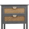 2 Drawer Side Table - Natural Rattan - End Table - Suitable For Bedroom, Living Room, Or Study - Gray - Image 19
