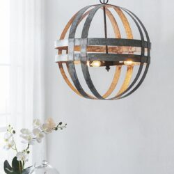 4 Light Galvanized Chandelier, Hanging Light Fixture With Adjustable Chain For Kitchen, Bulb Not Included - Gray
