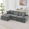 Cloud Sectional Sofa Upholstered Sofa Couch With Double-Layer Cushion And Side Pockets, Free Combined Sectional Sofa Full Compressed Sofa For Living Room - Gray - Image 10