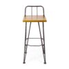 Dione Outdoor Industrial Acacia Wood Bar Set With Metal Frame And Slat Paneling - Brown - Image 10
