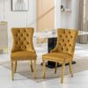 Nikki - Modern, High-End Tufted Solid Wood Contemporary Velvet Upholstered Dining Chair With Golden Stainless Steel Plating Legs, Nailhead Trim (Set of 2) - Gold - Image 13