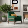 Cole - Solid Wood Lounge Chair - Green Fabric - Image 7