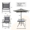 Outdoor Patio Dining Set For 4 People, Metal Patio Furniture Table And Chair Set With Umbrella - Black - Image 3