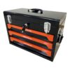 20'' Portable 3 Drawer Steel Toolbox, 4 Layers Of Tools With Metal Latches, With Top Storage Tray And Carrying Handle, Multi Function Tool Storage For Garage, Home, Or Workbench - Black / Orange - Image 9