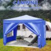 10'X10' Folding Canopy With 4 Removable Sidewalls Outdoor Event Shelter UPF 50+ Gazebo Portable Tents For Parties Beach Camping Wedding Ez Pop Up Canopy 4 Pieces Weight Bag + Carry Bag - Blue - Image 3