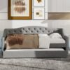 Twin Long Size Daybed With LED Belt And Trundle - Gray - Image 4