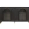 Accent Cabinet Lacquered Wooden Cabinet With 4 Glass Doors Sideboard Buffet Server Cabinet Storage Cabinet, For Living Room, Entryway, Hallway, Office, Kitchen And Dining Room - Black - Image 5