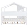 Full Size House Bed With Trundle, Modern Design For Kids With Storage Shlef - White - Image 6