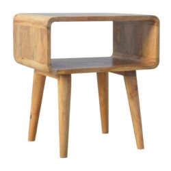 Curved Open Bedside Table - Brown Oak