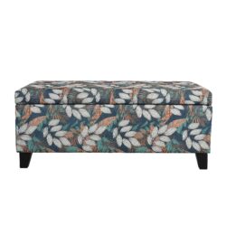 Elegant Flower Pattern Storage Ottoman With Soft Upholstery And Wood Frame - Flower