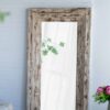 Full Length Rectangle Floor Mirror With Distressed Wood Frame - Brown - Image 5