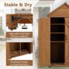 Outdoor Storage Cabinet, Garden Wood Tool Shed, Outside Wooden Shed Closet With Shelves And Latch For Yard - Light Brown - Image 7