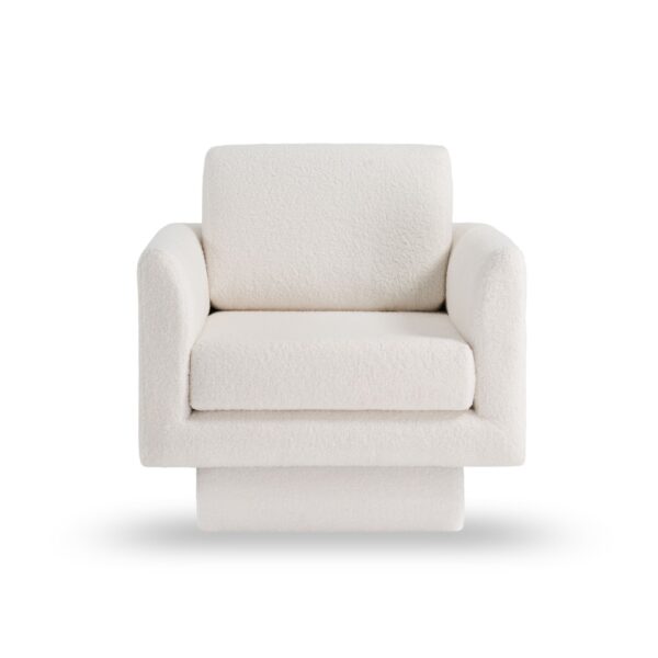 360° Modern Swivel Accent Chairs Round Armchair, Thick Padded Lounge Sofa Upholstered Comfy (Set of 2) - Cream