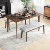 Carlos-Upholstered Solid Wood Bench - Gray - Image 9