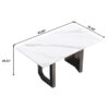 63" Modern Artificial Stone White Straight Edge Black Metal Leg Dining Table - White / Black - Image 12