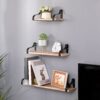 Floating Shelves, Long Wall Shelves (Set of 3), Wall Mounted Shelves & Brackets For Bedroom - Natural Wood - Image 3