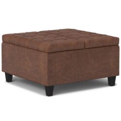 Harrison - Square Small Coffee Table Storage Ottoman - Brown