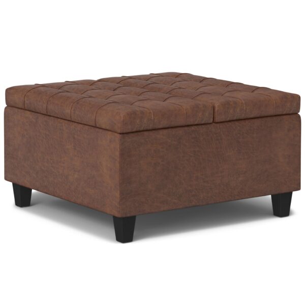 Harrison - Square Small Coffee Table Storage Ottoman - Brown
