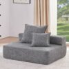 Loveseat Frame For Oversized Modular U Shaped Sectional Floor Couch Convertible Compressed Couch, Spacious Foam Filled Sofa - Gray - Image 5