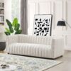 April - Mid-Century Modern Luxury Tight Back Boucle Couch - Ivory / Light Beige / White - Image 6