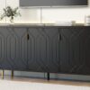Modern TV Stand With 3 Doors And Adjustable Shelves For Living Room, Fits TVs Up To 70" - Black - Image 10