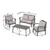 Honolulu - Modern 4 Pieces Wicker Seating Set - Gray - Image 5
