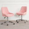 Modern Teddy Velvet Fabric Dining Chair With Golden Electroplated Legs, Soft And Comfortable, Adjustable And Space Saving - Pink - Image 17
