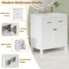 Bathroom Vanity With Ceramic Sink, Modern Single Bathroom Cabinet With 2 Doors And A Shelf, Soft Close Doors - White - Image 7