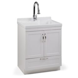 Maile - Laundry Cabinet With Pull-Out Faucet And Abs Sink - Pure White