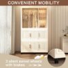 Portable Wardrobe Closet Storage Organizer With 9 Magnetic Doors - Cream White - Image 12