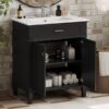 Bathroom Vanity With Ceramic Basin, Soft Close Door And Adjustable Shelves - Black - Image 18