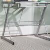 Modern Metal And Glass Computer Desk With Keyboard Tray - Silver - Image 5