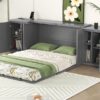 Queen Size Murphy Bed With Shelves, Cabinets And USB Ports - Gray - Image 18