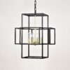 4 Light Metal Lantern Tiered Pendant Hanging Light Fixtures, Industrial Farmhouse Adjustable Height Chandeliers For Dining Room Hallway Foyer Entryway (E12 Bulbs Not Included) - Matte Black / Gold - Image 12
