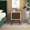 Caroline - Mid-Century Modern Style White Night Stand 2 Drawer - Dark Brown / White - Image 6