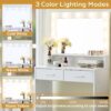 Vanity Desk With Mirror And Lights, Dressing Table With Large Drawer, 2 Level Storage Dresser & 3 Lighting Modes Adjustable Brightness, Suitable For Bedroom - White - Image 4