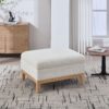 Upholstered Storage Ottoman With Reversible Lid Coffee Table, Foot Stool Square Footrest With Rubberwood Legs For Living Room Bedroom Entryway And Office - Ivory - Image 2