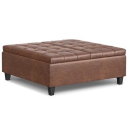 Harrison - Multifunctional Large Square Coffee Table Storage Ottoman - Brown