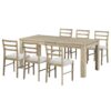 7 Piece Wooden Dining Table Set Mutifunctional Extendable Table With Leaf And 2 Drawers, 6 Dining Chairs With Soft Cushion - Natural Wash - Image 9