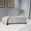Quotient - Upholstered Storage Ottoman With Tapered Block Feet - Gray / White - Image 6